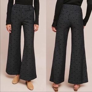 Anthro Cartonnier Jacquard Dot Wide Leg Pants